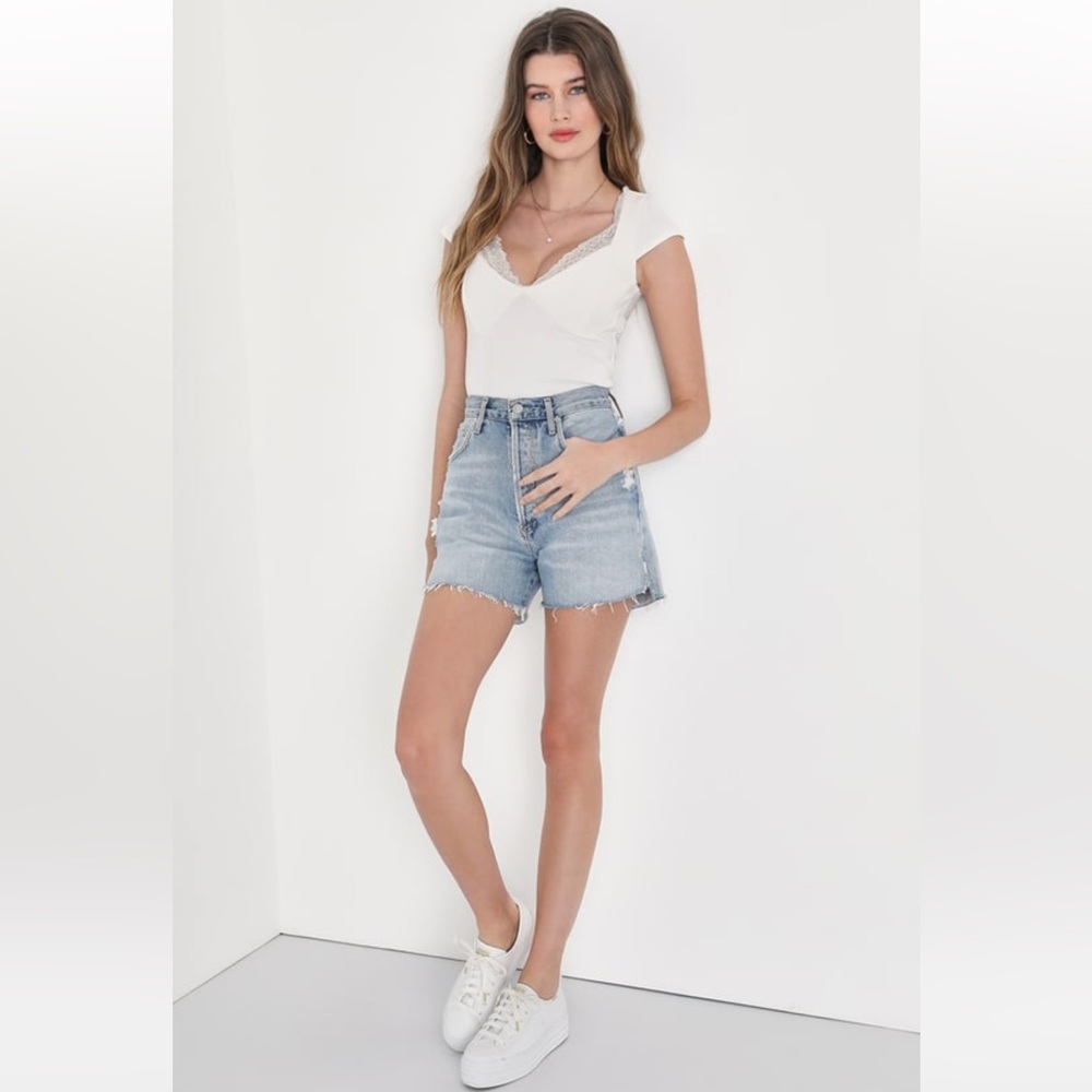Ivory Ribbed Lace Bustier Crop Top